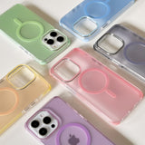 Frosted solid color electroplated buttons case for iPhone