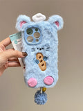 Funny And Cute Blue Bread Mouse Autumn And Winter Plush Case For iPhone