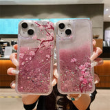 Pink Peach Blossom Glitter Quicksand Case for iPhone