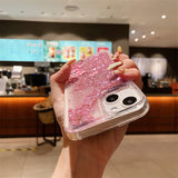 Pink Peach Blossom Glitter Quicksand Case for iPhone