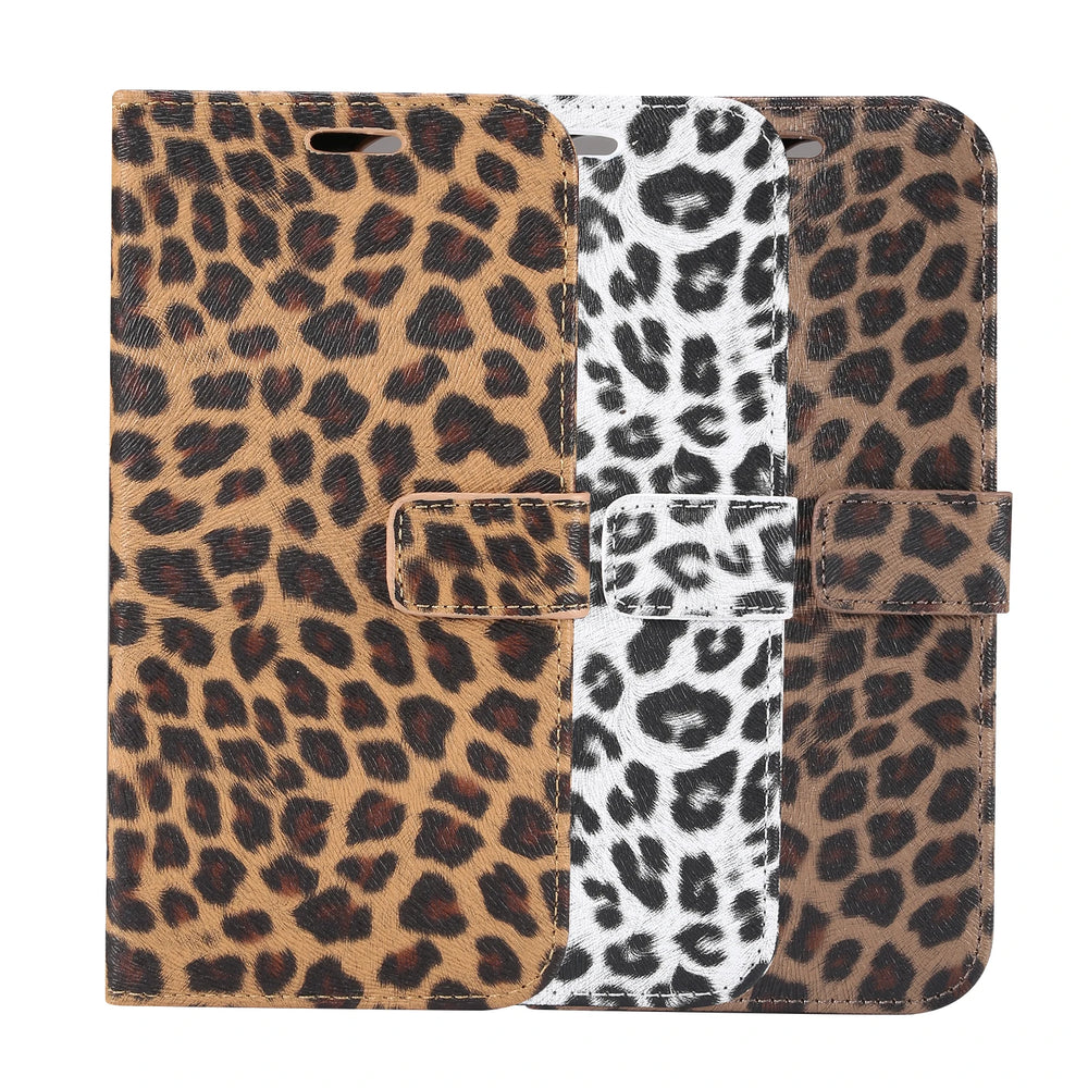Wallet Design Leopard Pattern Leather Case for iPhone