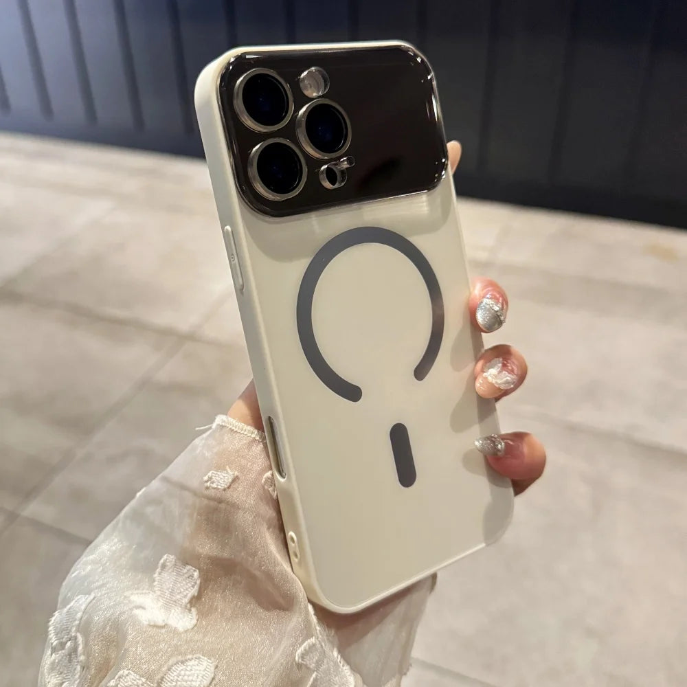 Large Window Camera Lens Wireless Charge  Magsafe Case For iPhone