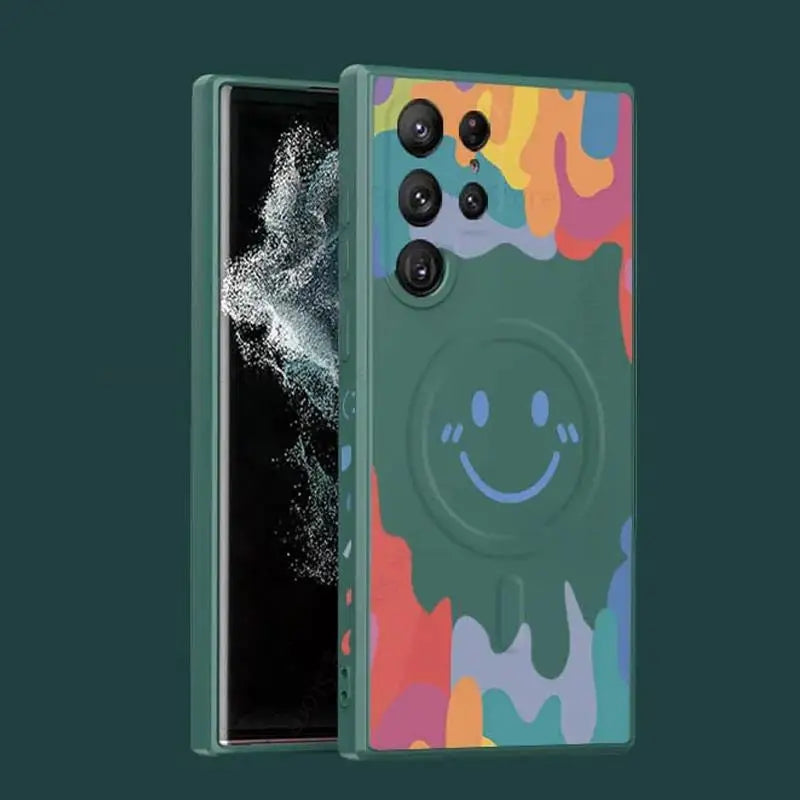 Silicone Graffiti Smile  Magsafing Case for Samsung