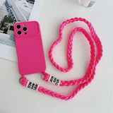 Braided Crossbody Lanyard Silicone case for iPhone