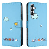 Kawaii Cat Funda Leather Wallet Flip Case For  Samsung
