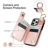 Zipper Wallet Card Holder Double Buckle Phone Bag Ring Case for iPhone