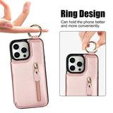 Zipper Wallet Card Holder Double Buckle Phone Bag Ring Case for iPhone