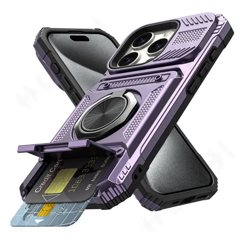 Military quality  Magnetic Rotated Ring Kickstand Case For iPhone
