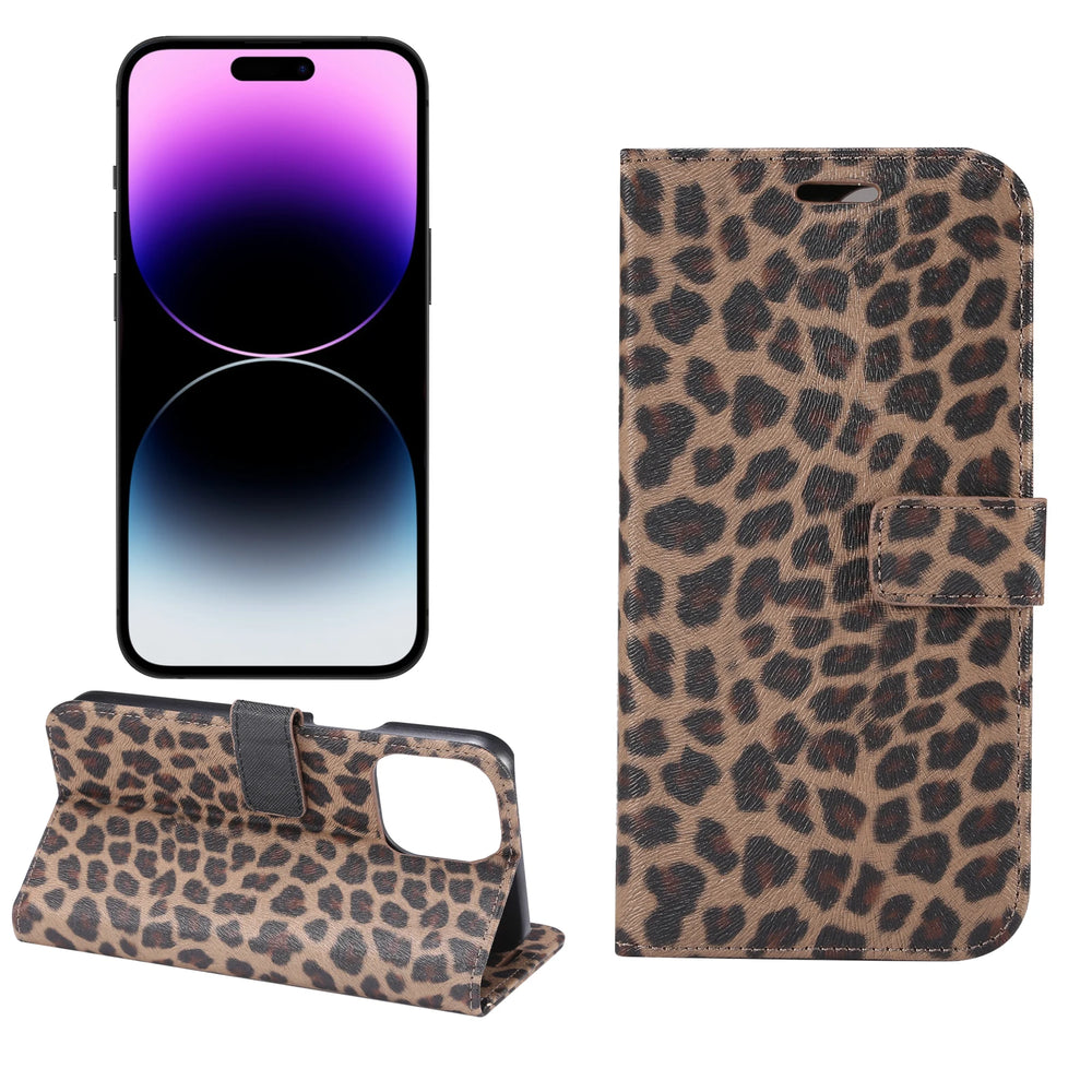 Wallet Design Leopard Pattern Leather Case for iPhone