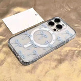 Pink Bow Transparent Magnetic Case For iPhone INS Soft Cover