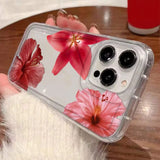 Cherry Flower Print Clear Case For iPhone Cover
