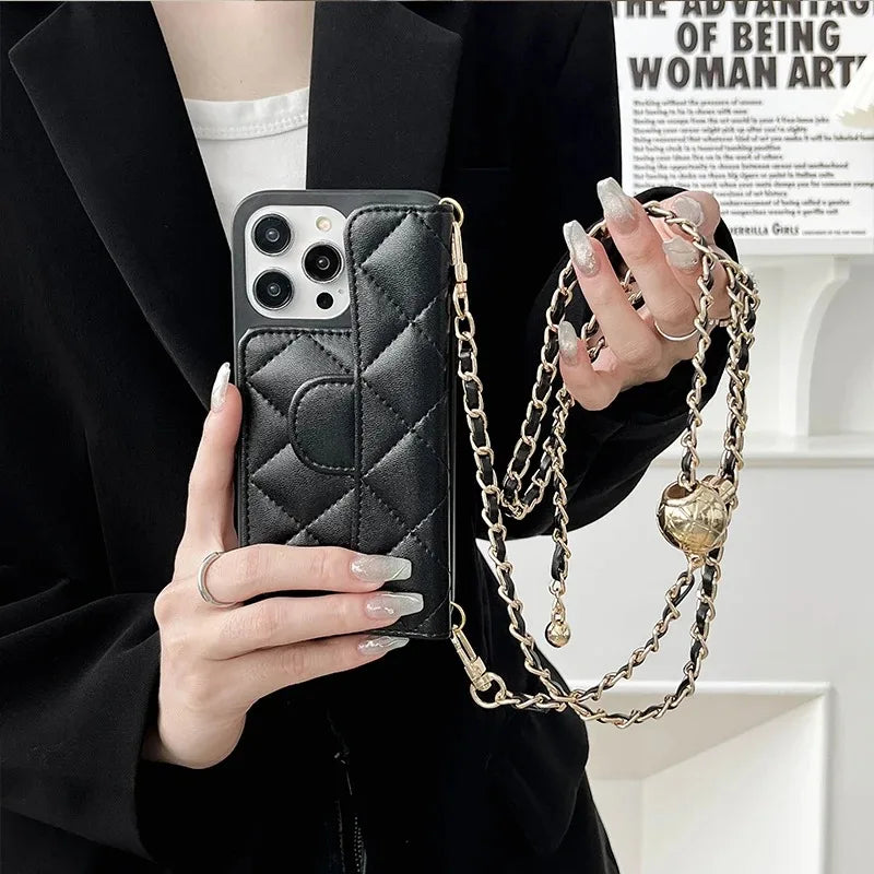 Crossbody  Lanyard Phone Case for Wallet Card Slot Holder Leather Cover