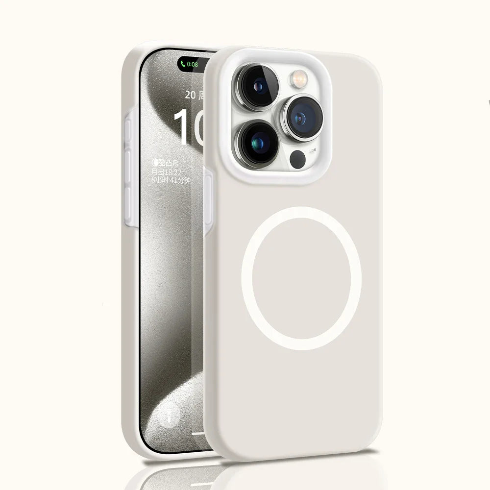 Solid Color Jelly Magnetic Liquid Silicone Phone Case For iPhone
