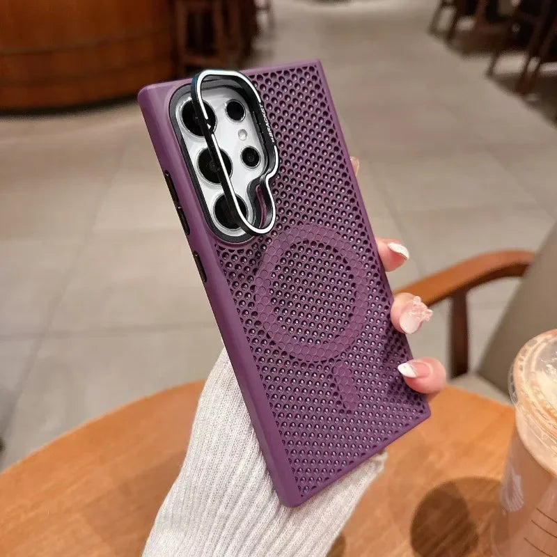 Honeycomb Mesh Cooling With Lens Bracket Phone Case for Samsung