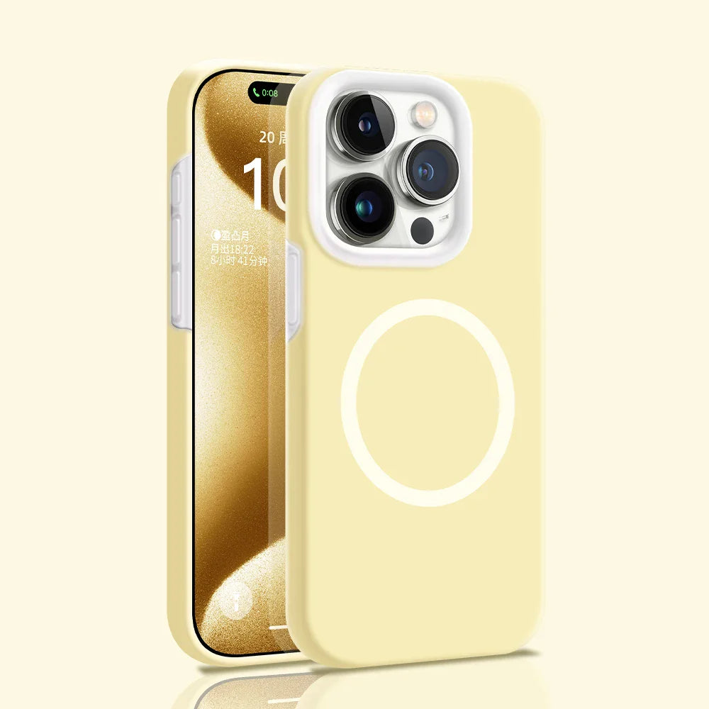 Solid Color Jelly Magnetic Liquid Silicone Phone Case For iPhone