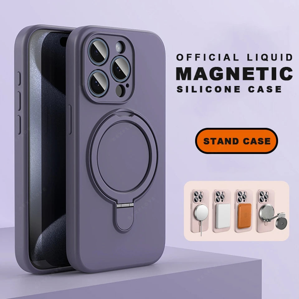 Liduid Silicone Magnetic Stand Case For iPhone