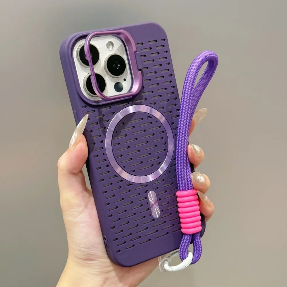 Wrist Magsafe Magnetic Slim Lanyard heat dissipation Case for iPhone