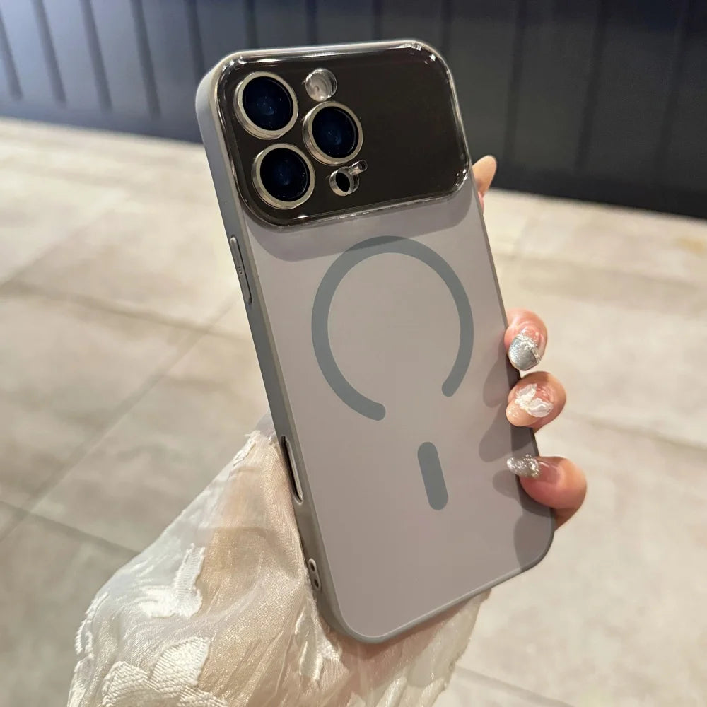 Large Window Camera Lens Wireless Charge  Magsafe Case For iPhone