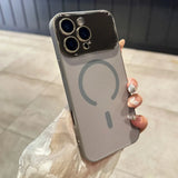 Large Window Camera Lens Wireless Charge  Magsafe Case For iPhone