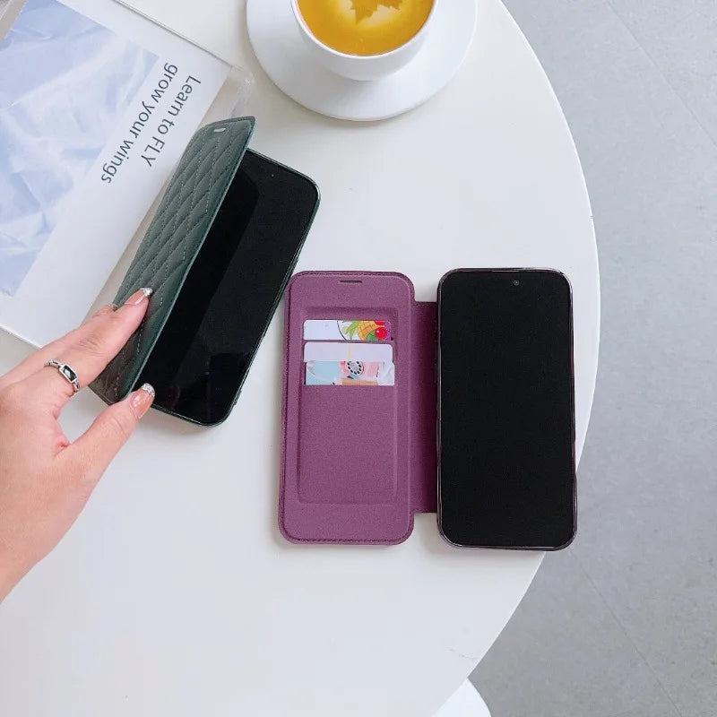 Magsafe Magnetic Card Holder Wallet Leather Case for iPhone