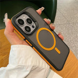 Magsafe Matte Bicolor Frame Protective Magnetic  Case for iPhone