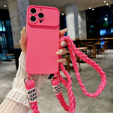 Braided Crossbody Lanyard Silicone case for iPhone