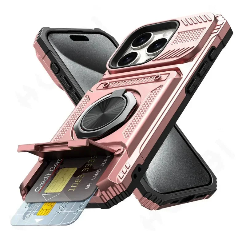 Military quality  Magnetic Rotated Ring Kickstand Case For iPhone