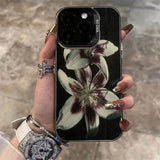 Oil Painting Lily Flower Retro Pattern iPhone Case