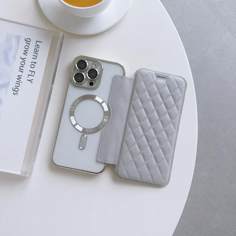 Magsafe Magnetic Card Holder Wallet Leather Case for iPhone