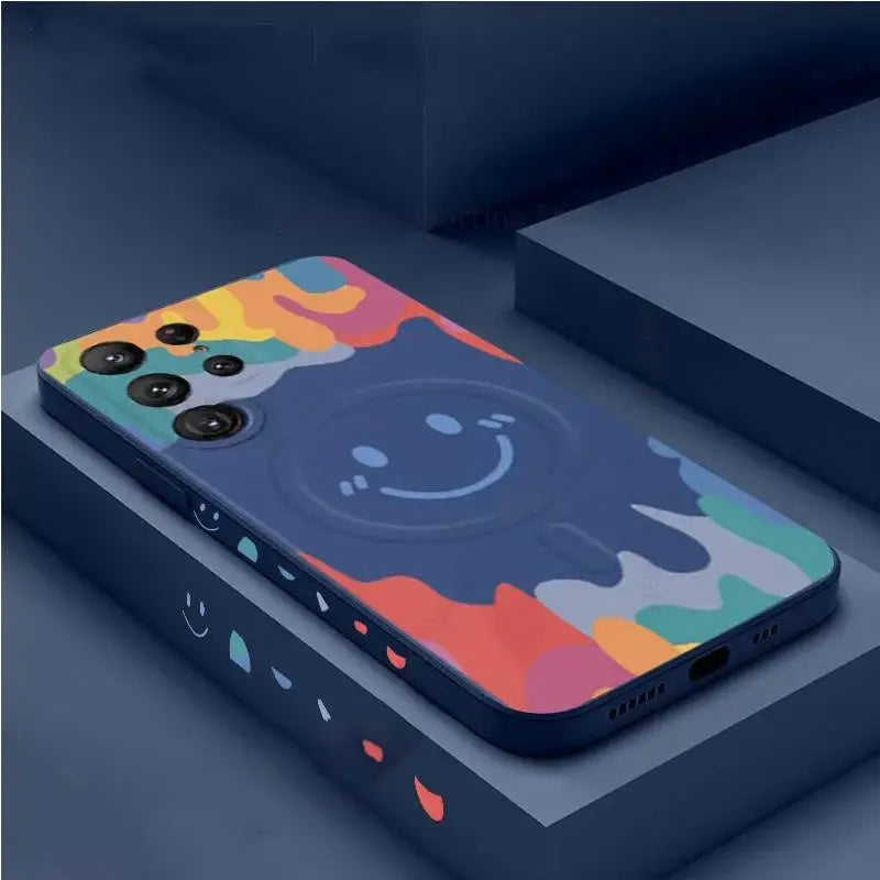 Silicone Graffiti Smile  Magsafing Case for Samsung
