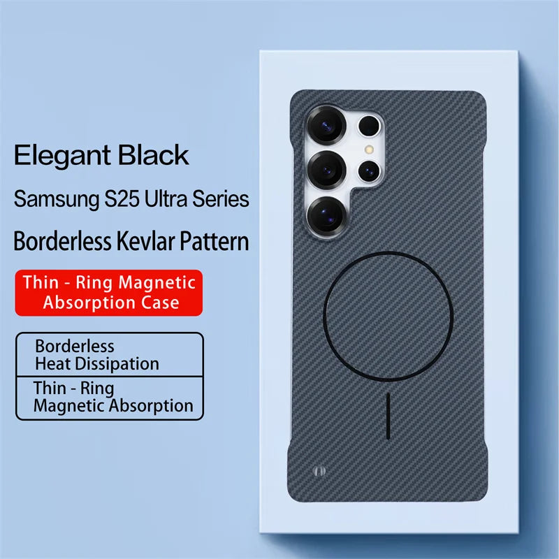 Carbon Fiber Magsafe Wireless Charge Frameless Case for Samsung
