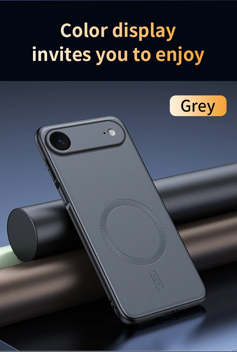 Magnetic Leather Shield Anti-Fingerprint Non-Slip Case For iPhone