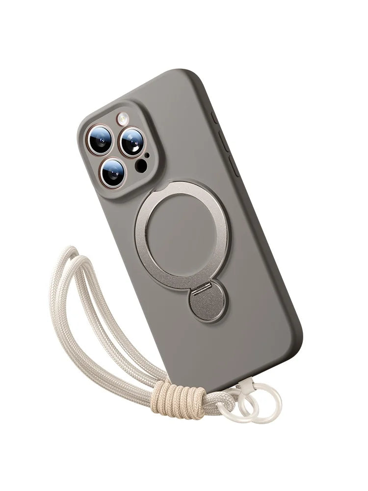 Magsafe Magnetic Liquid Bracket Lanyard  360° Rotation Wrist Strap Case for iPhone