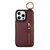 Zipper Wallet Card Holder Double Buckle Phone Bag Ring Case for iPhone