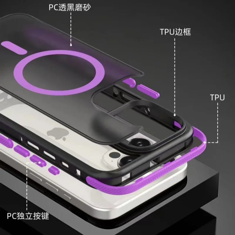 Magsafe Matte Bicolor Frame Protective Magnetic  Case for iPhone