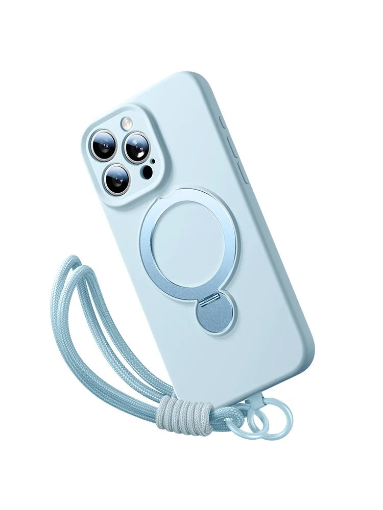 Magsafe Magnetic Liquid Bracket Lanyard  360° Rotation Wrist Strap Case for iPhone