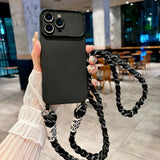 Braided Crossbody Lanyard Silicone case for iPhone