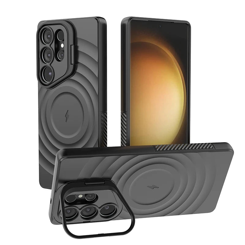 Magnetic Wireless Charging Shockproof Stand  Case for Samsung