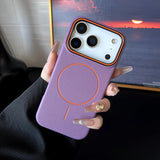 Leather Texture Magnetic Magsafe Shockproof Case For iPhone