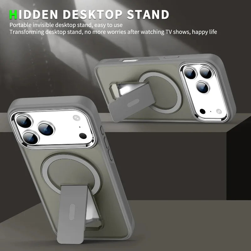 Folding Stand Matte Magnetic  Magsafe Case for iPhone