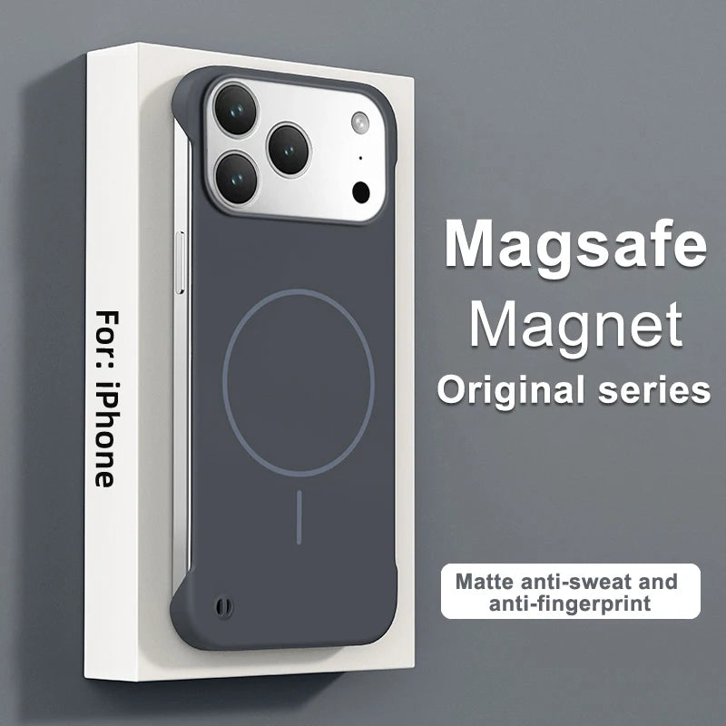 Frameless Solid Color Magnetic Magsafe PC Case for iPhone