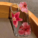 Cherry Flower Print Clear Case For iPhone Cover