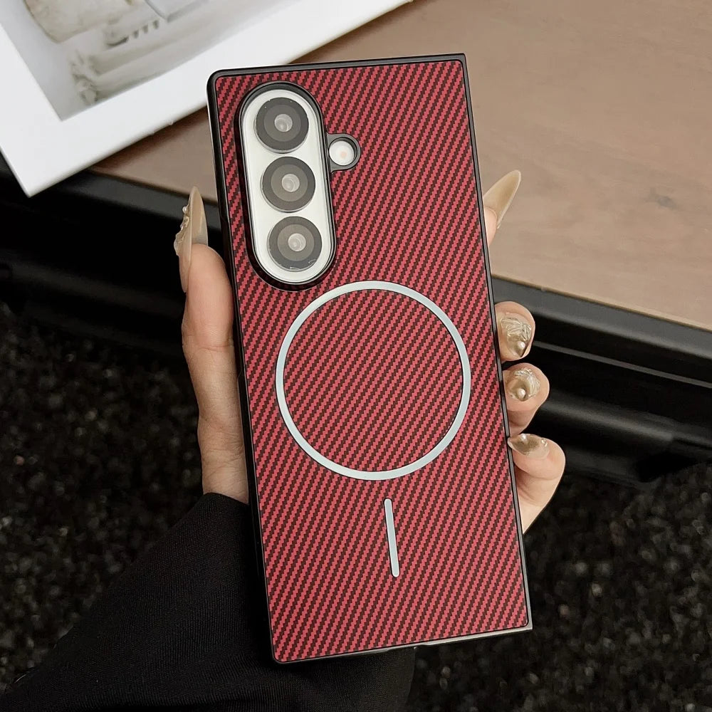 Ultra Thin Carbon Fiber Magnetic Shockproof Protection Case For Samsung