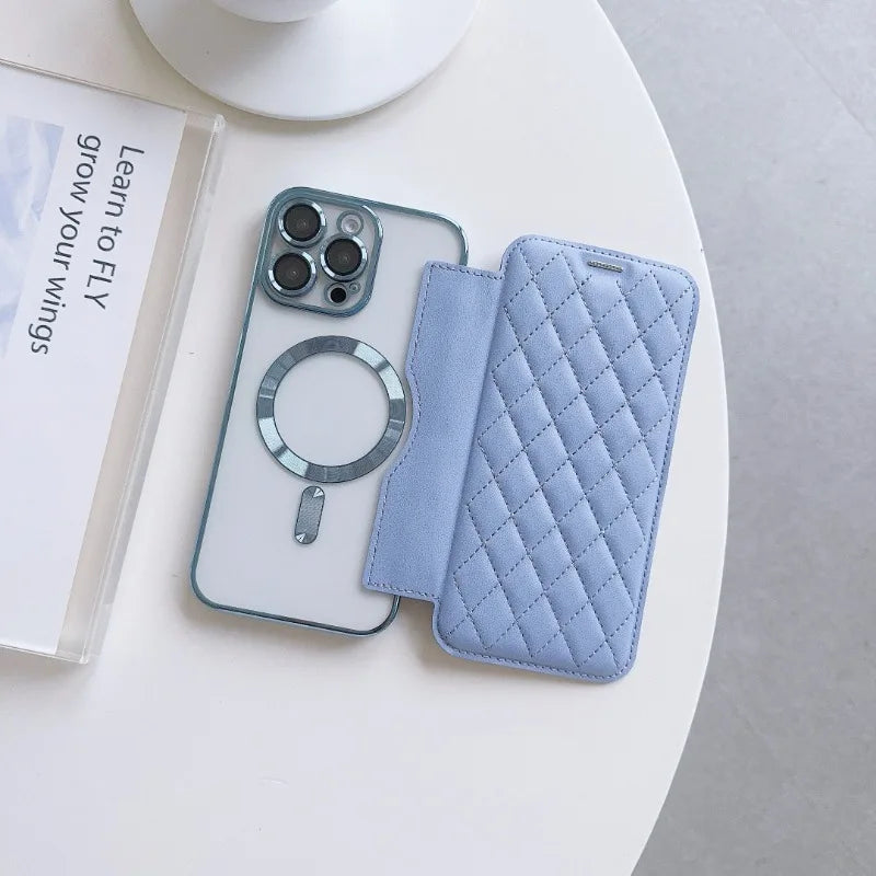 Magsafe Magnetic Card Holder Wallet Leather Case for iPhone