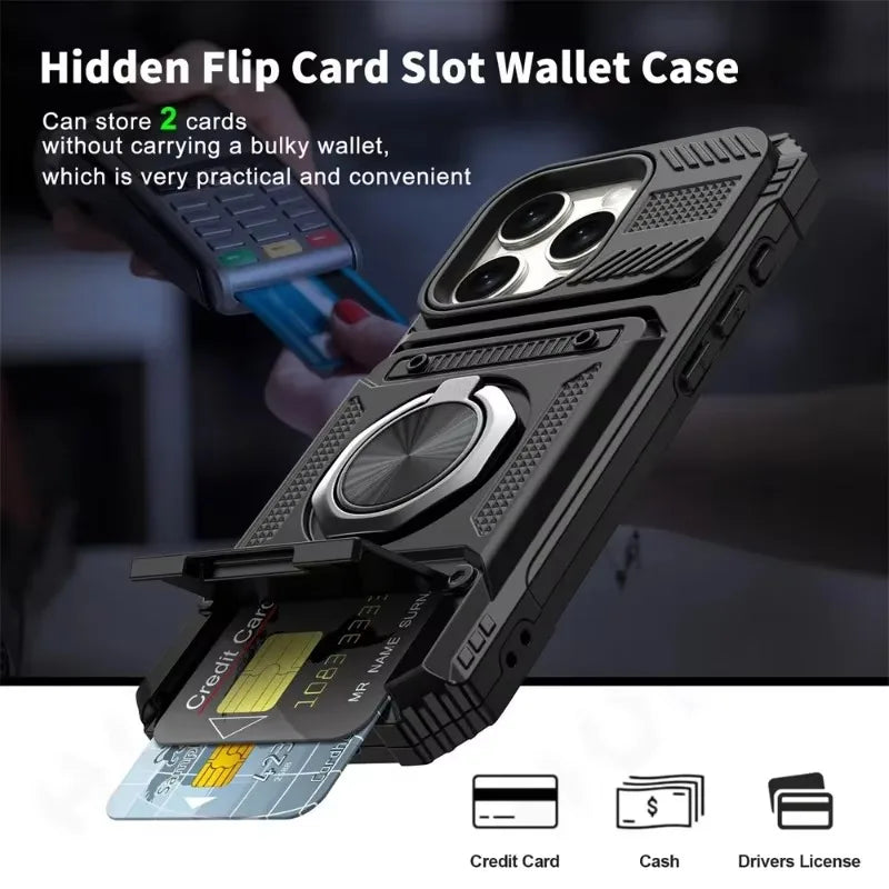 Military quality  Magnetic Rotated Ring Kickstand Case For iPhone