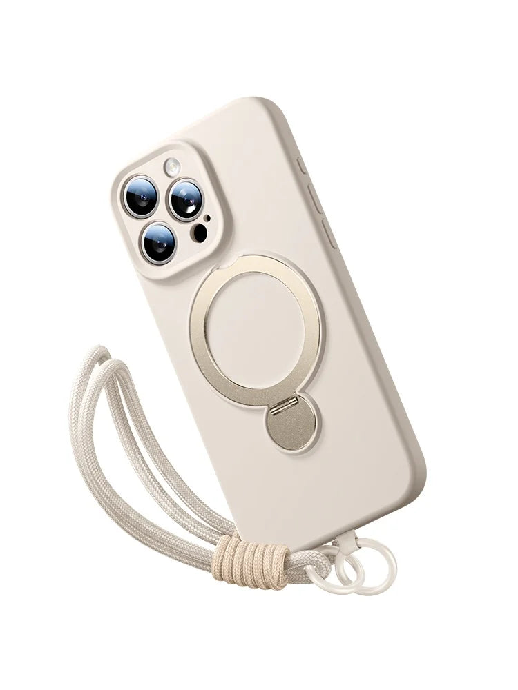 Magsafe Magnetic Liquid Bracket Lanyard  360° Rotation Wrist Strap Case for iPhone