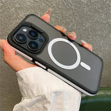 Magsafe Matte Bicolor Frame Protective Magnetic  Case for iPhone