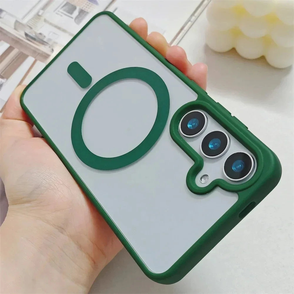 Frosted Magnetic Magsafe Wireless Charger Case For Samsung
