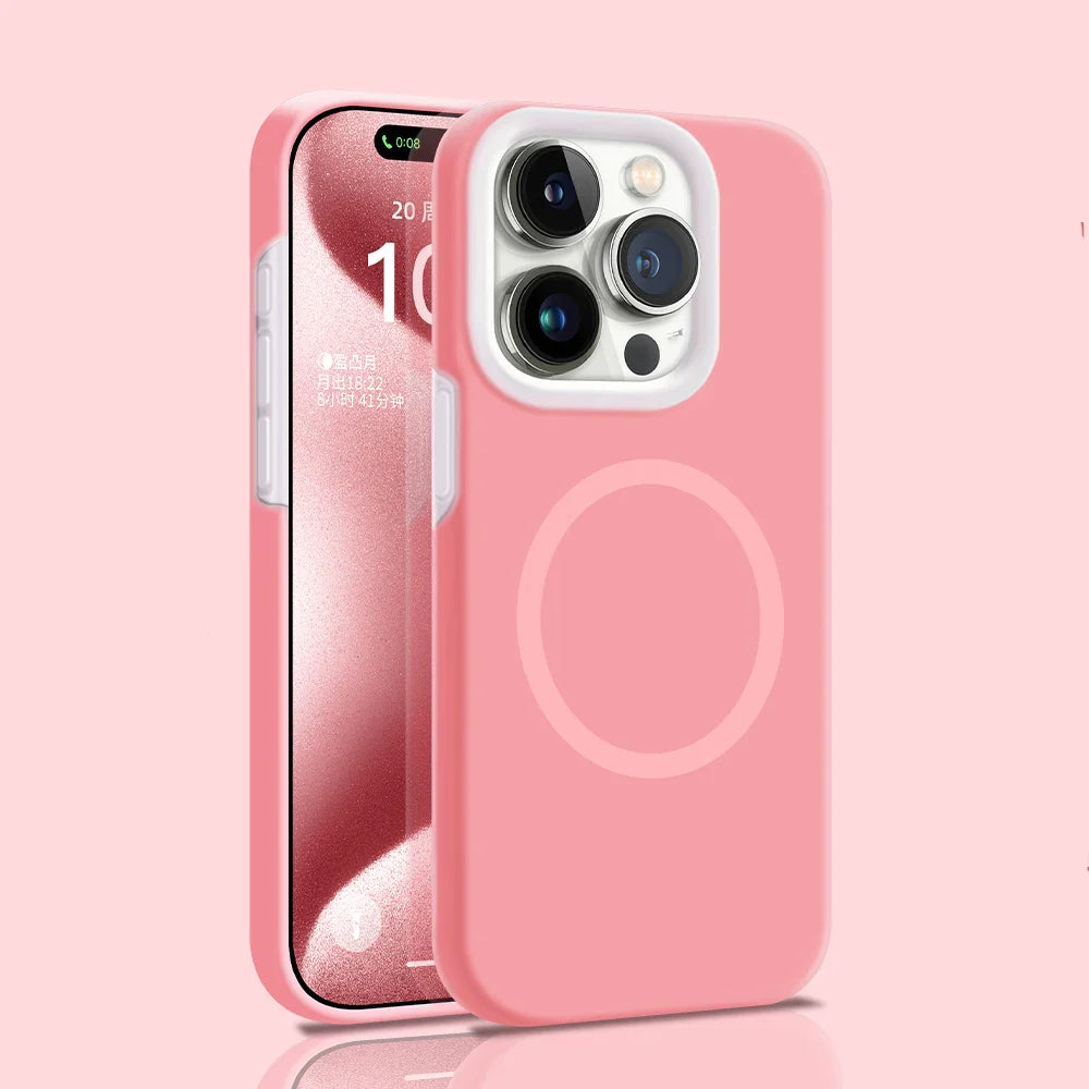 Solid Color Jelly Magnetic Liquid Silicone Phone Case For iPhone