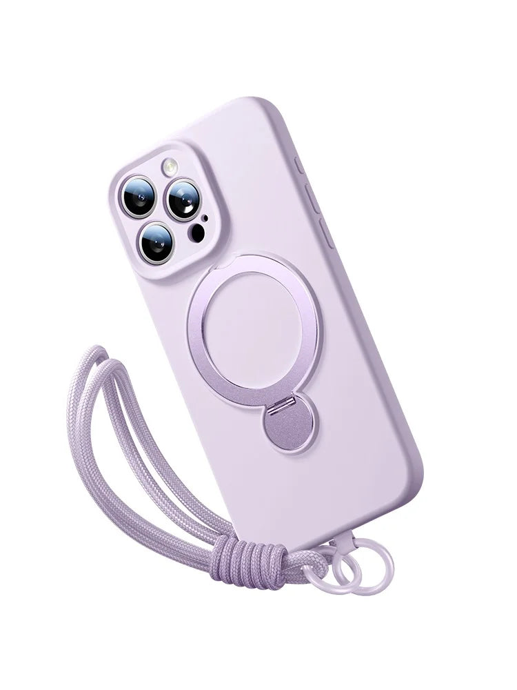 Magsafe Magnetic Liquid Bracket Lanyard  360° Rotation Wrist Strap Case for iPhone